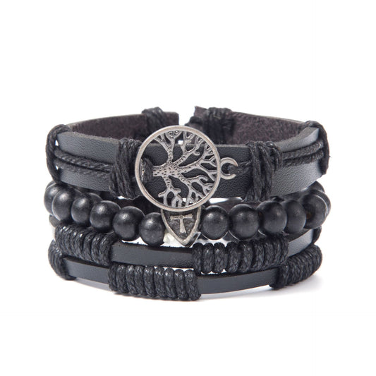 Bracelets hauts de costume tressé noir Lucky Tree