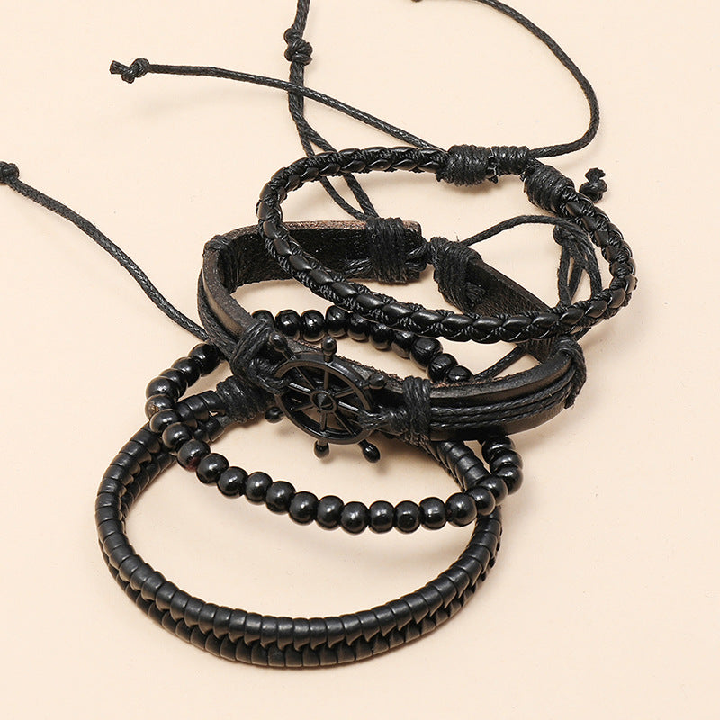 Kreative handgewebte schwarze Ruder-Rinder-Armbänder