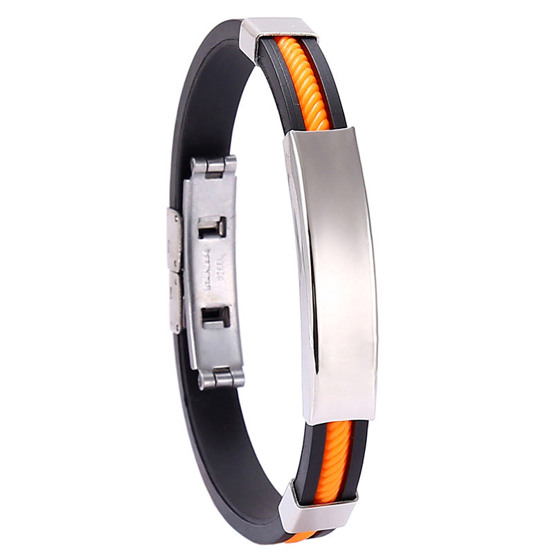 Men's Engraved Titanium Steel Silicone Stainless Bracelets