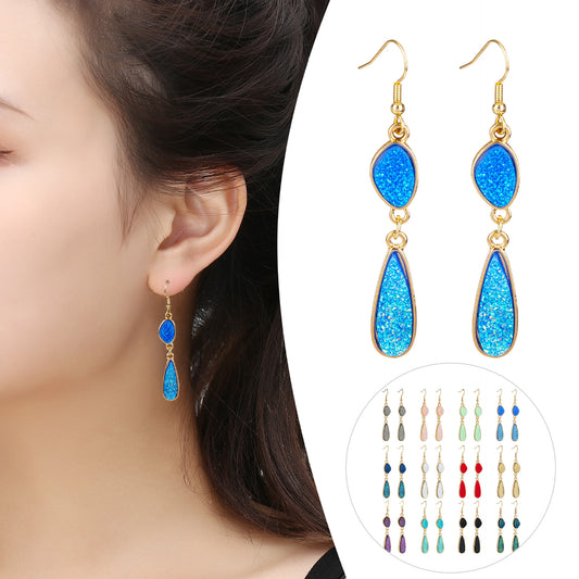 Water Drop Resin Crystal Tooth Irregular Earrings