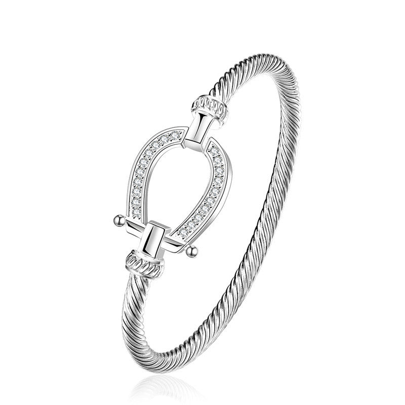 Sier Plated Fashion Horseshoe Popular Zircon Bracelet