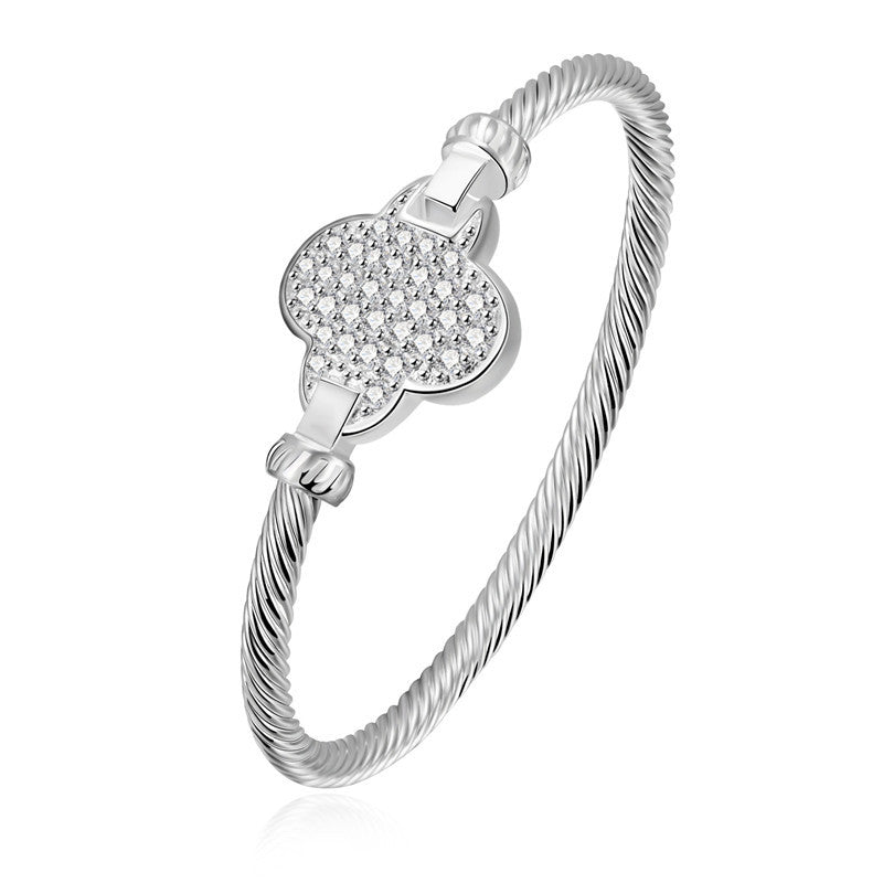Sier Plated Fashion Horseshoe Popular Zircon Bracelet