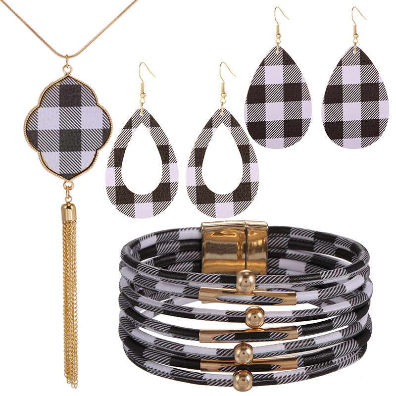 New Christmas Leather Leopard Santa Claus Jewelry Set