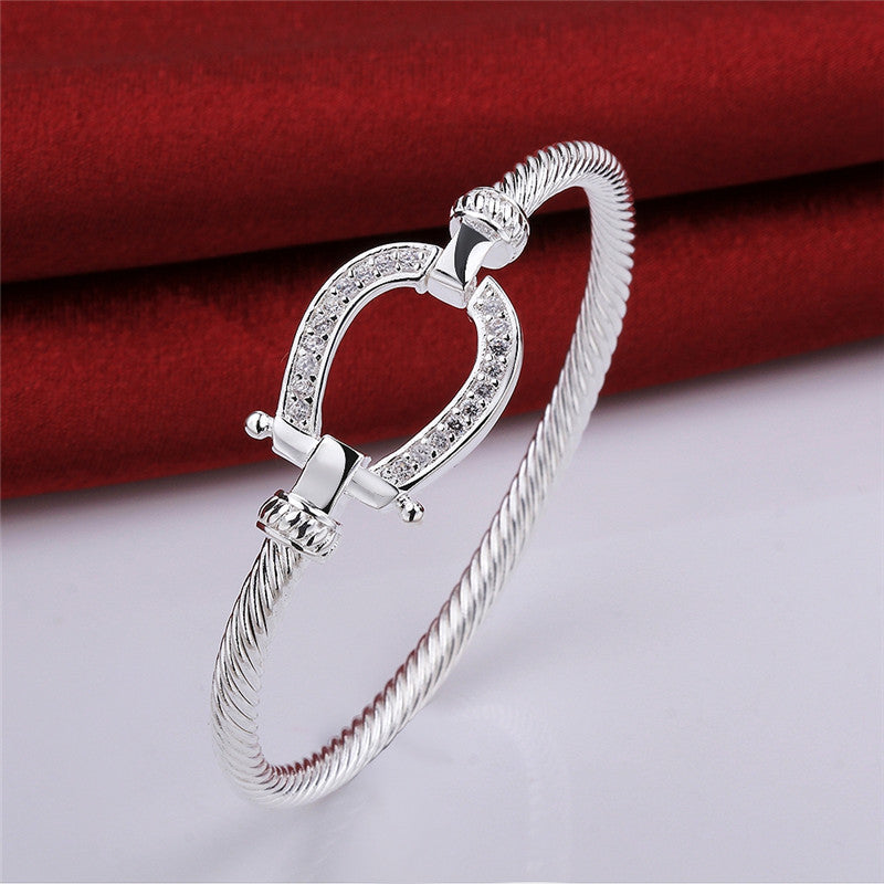 Sier Plated Fashion Horseshoe Popular Zircon Bracelet