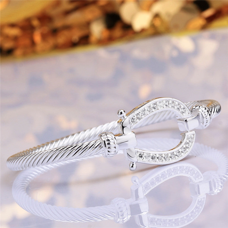 Sier Plated Fashion Horseshoe Popular Zircon Bracelet