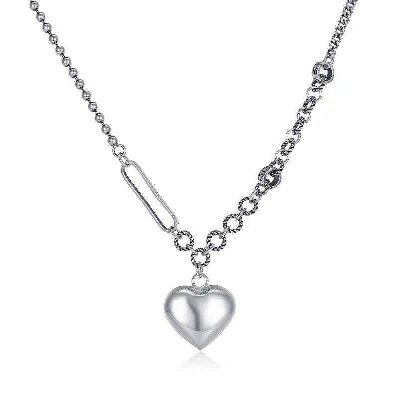 Women's Hop Style Long Three-dimensional Small Love Titanium Necklaces