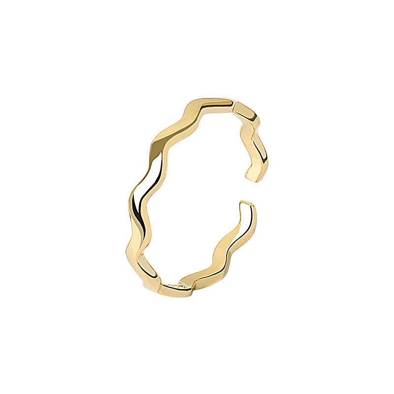 Women's Korean Sier-plated Simple Curve Smooth Wave Rings