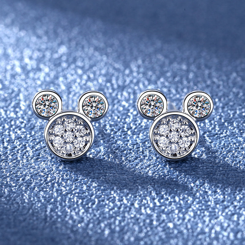 Boucles d'oreilles Mickey creuses Super Flash, conception de Niche en Zircon