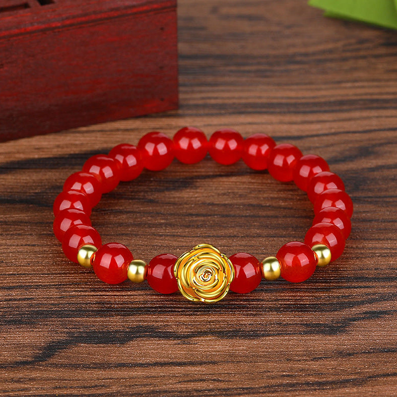 Obsidian Vietnam Placer Gold Six Words Mantra Live Bracelet