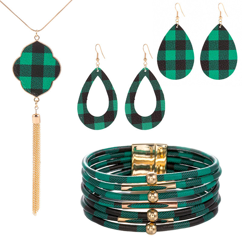 New Christmas Leather Leopard Santa Claus Jewelry Set