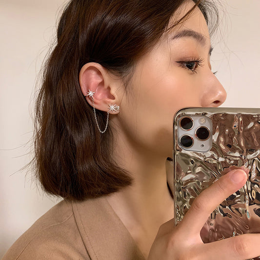 Clip d'oreille une pièce étoile pour femmes, boucles d'oreilles froides simples et tendance