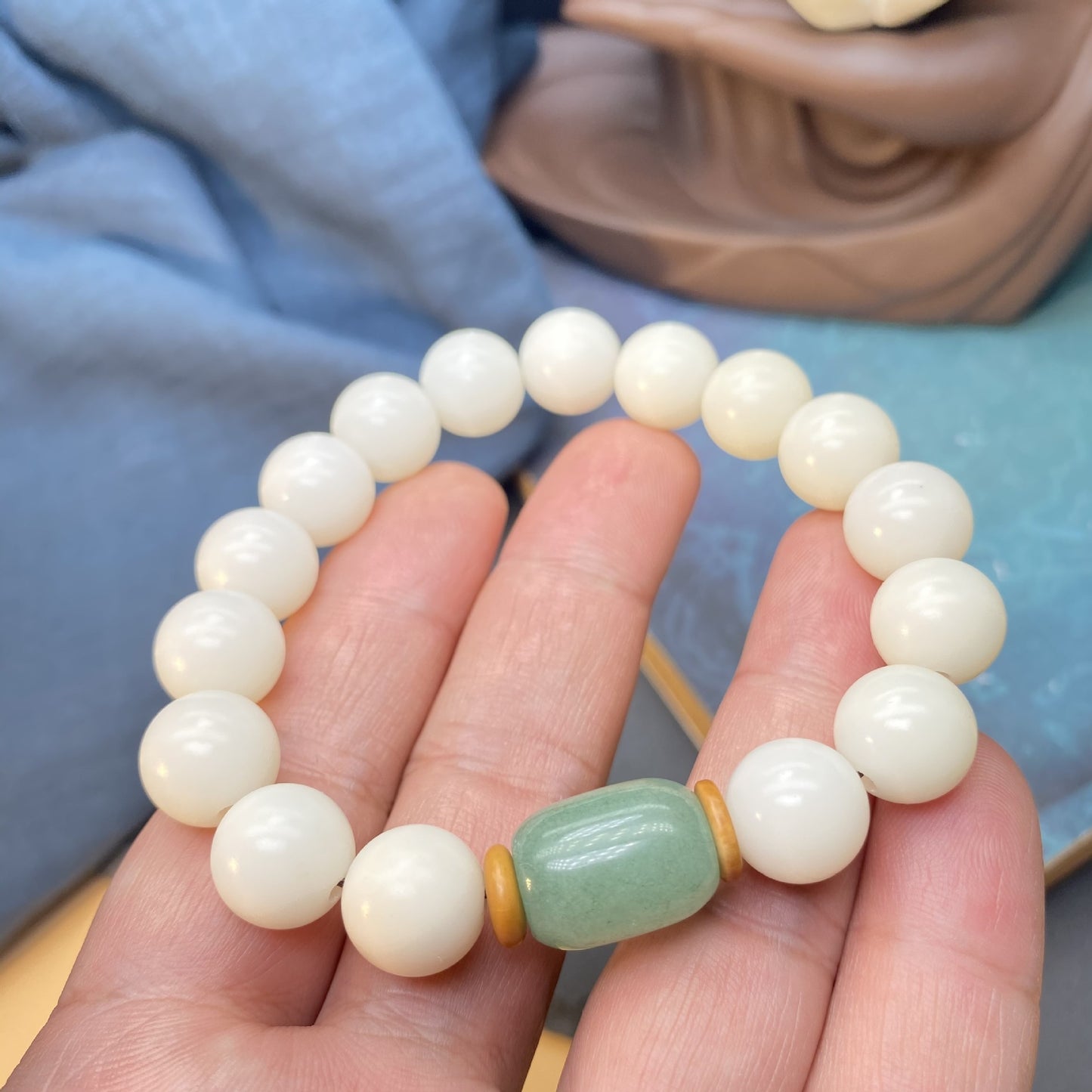 Bracelets ethniques personnalisés à base de racine de Bodhi en jade blanc pour femmes, hommes et femmes