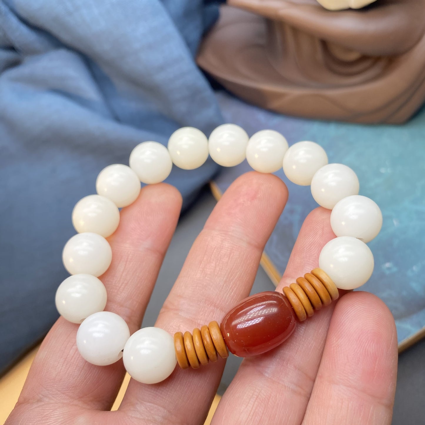 Bracelets ethniques personnalisés à base de racine de Bodhi en jade blanc pour femmes, hommes et femmes