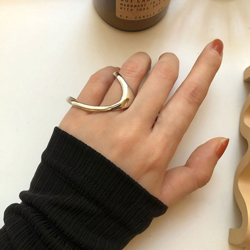 Women's Sier Exaggerated Personalized Trendy Irregular Curve Rings