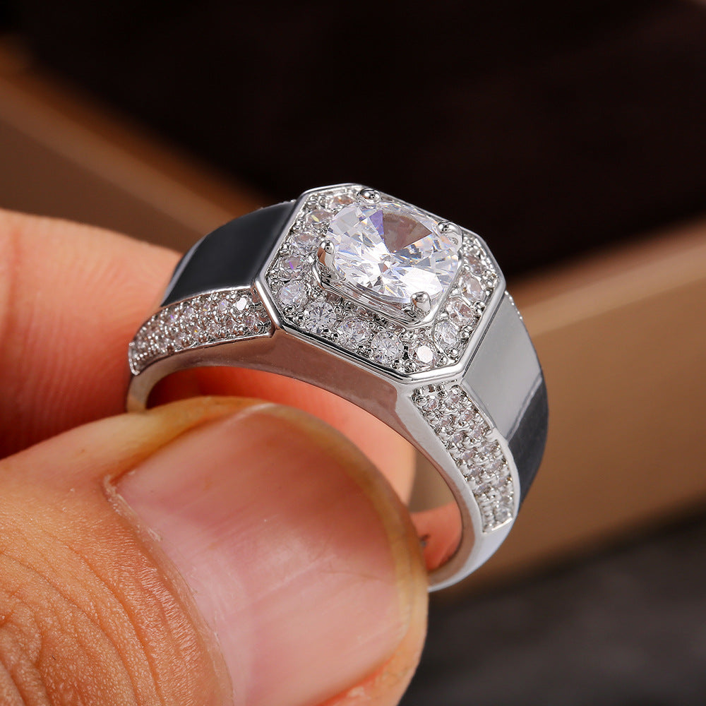 Luxury Exquisite Sier For Male White Gold Plated Rings