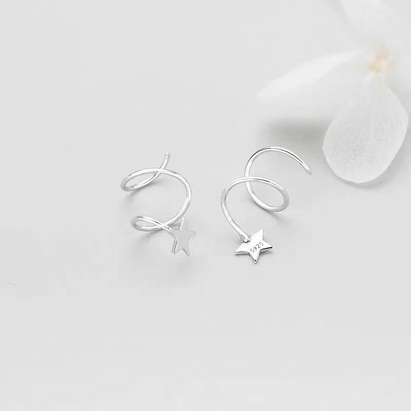 Boucles d'oreilles pentagramme simples et compactes en argent sterling pour femmes