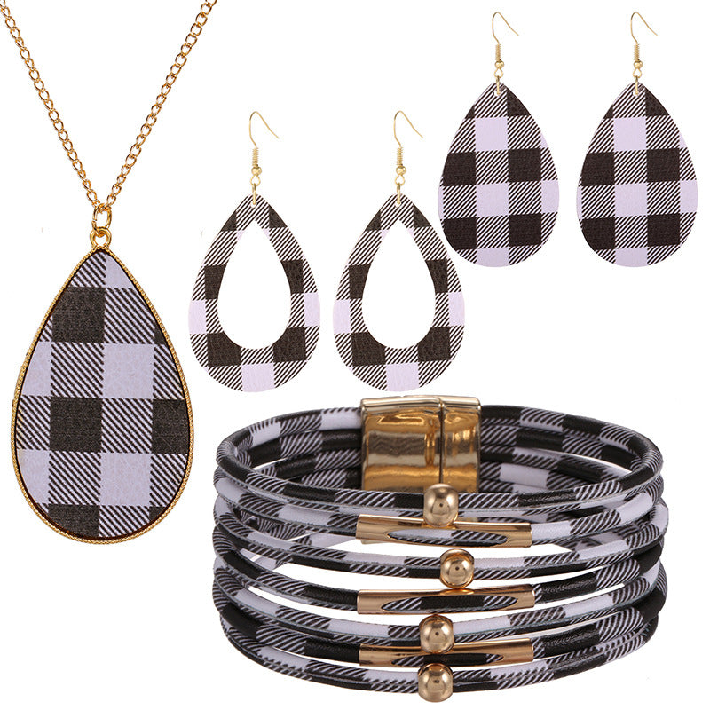 New Christmas Leather Leopard Santa Claus Jewelry Set
