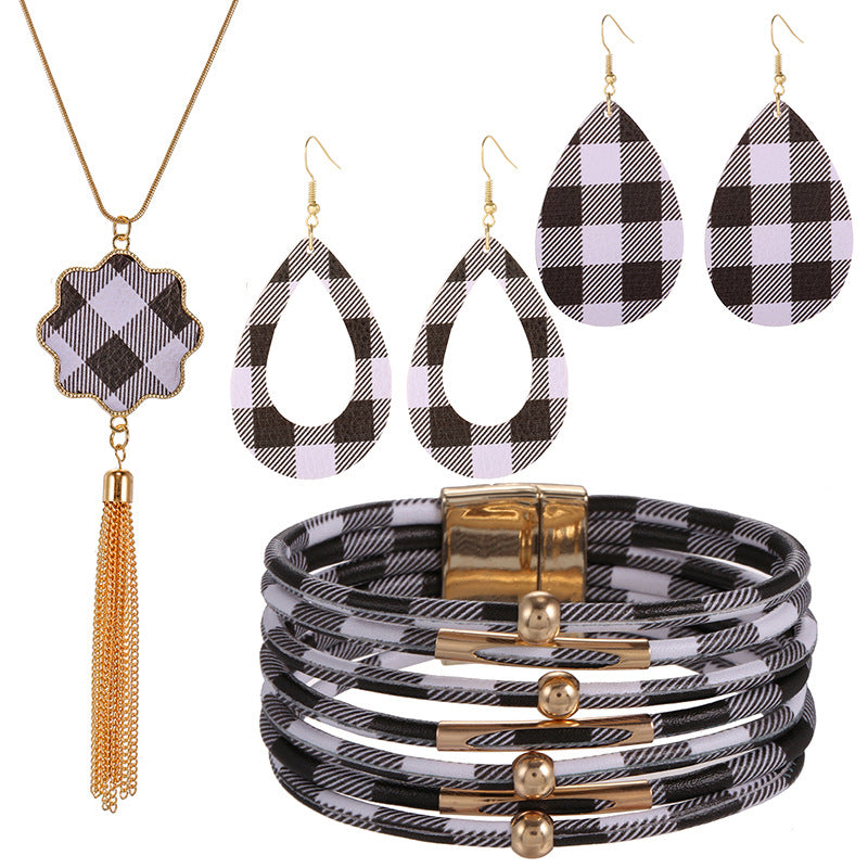 New Christmas Leather Leopard Santa Claus Jewelry Set