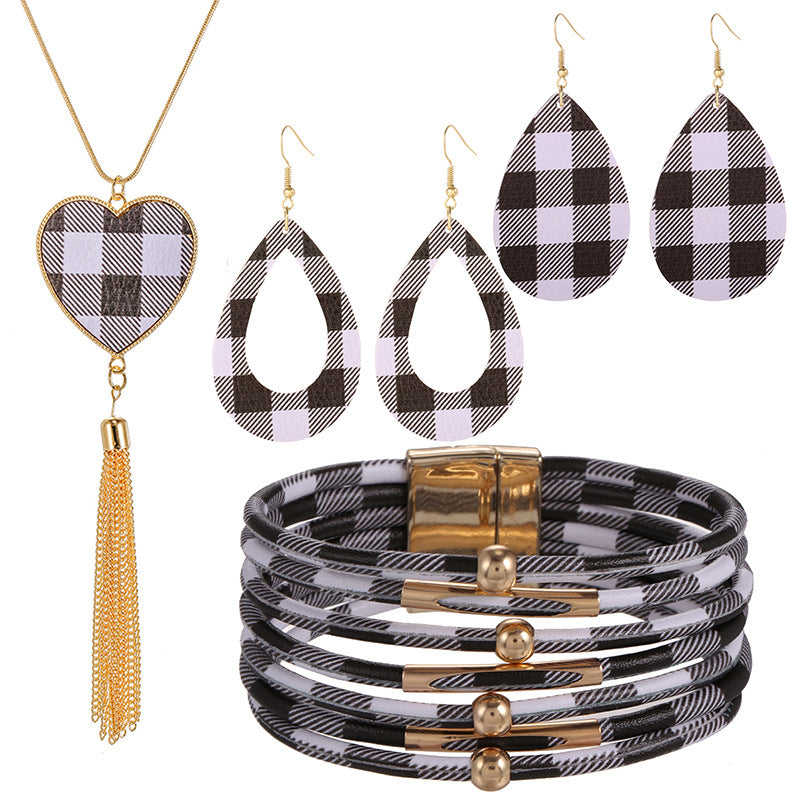 New Christmas Leather Leopard Santa Claus Jewelry Set