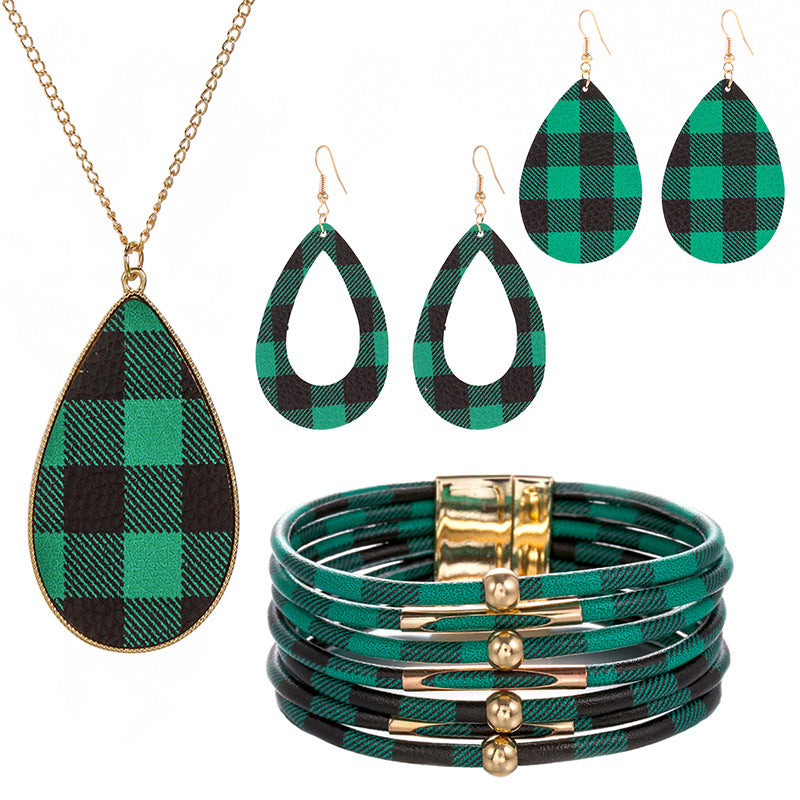 New Christmas Leather Leopard Santa Claus Jewelry Set