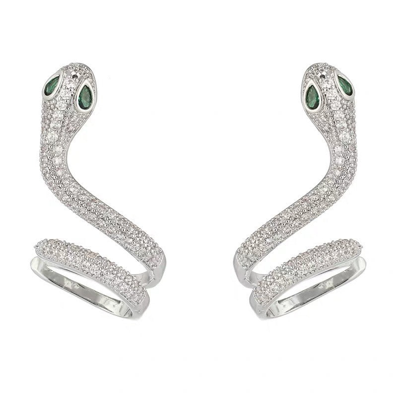 Fashion Snake-shaped Female Sier Needle Personality Integrated Earrings