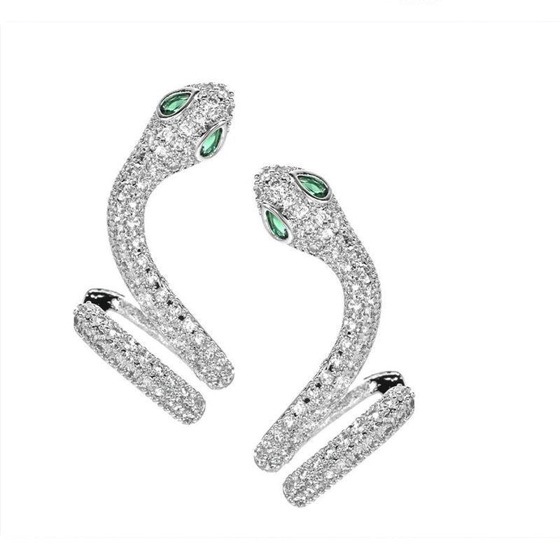 Fashion Snake-shaped Female Sier Needle Personality Integrated Earrings