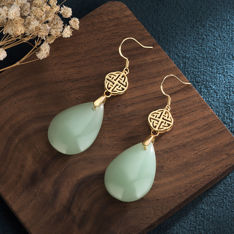 Imitation Jade High Sense Grade Court Earrings