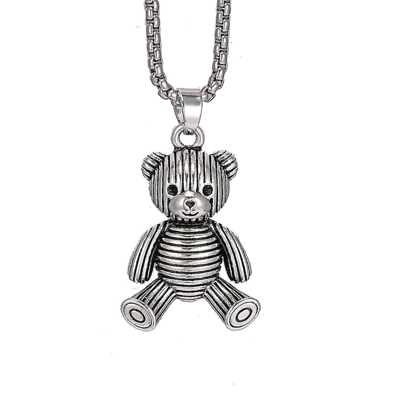 Women's Bear Titanium Steel Trendy Hip Hop Necklaces