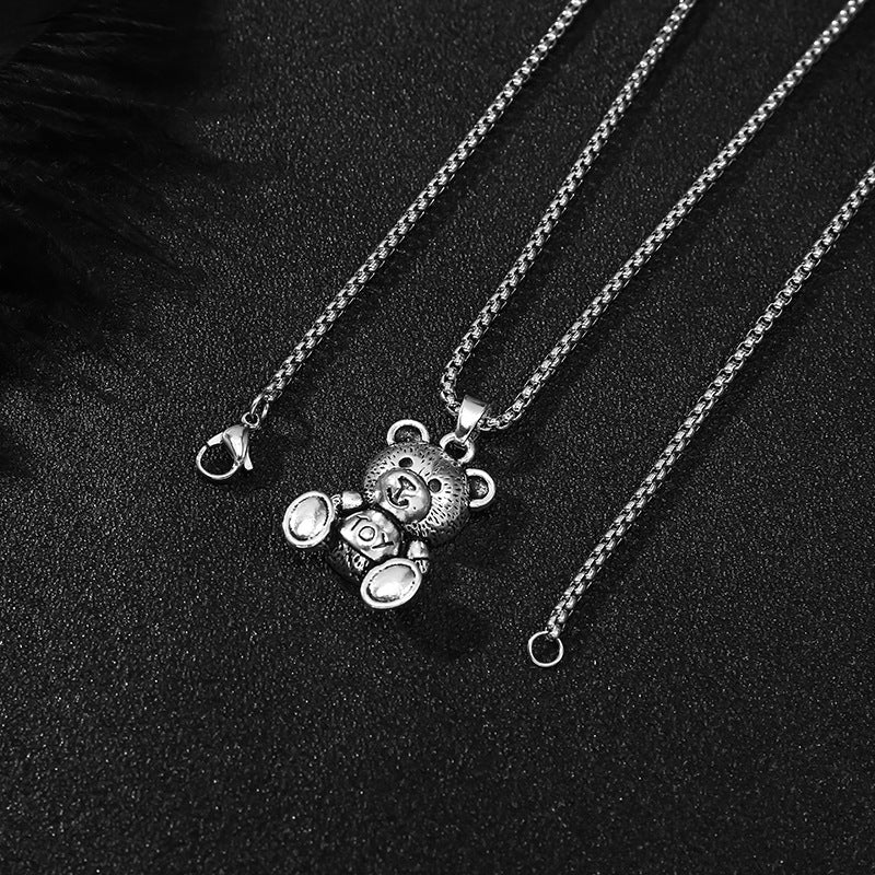 Women's Bear Titanium Steel Trendy Hip Hop Necklaces