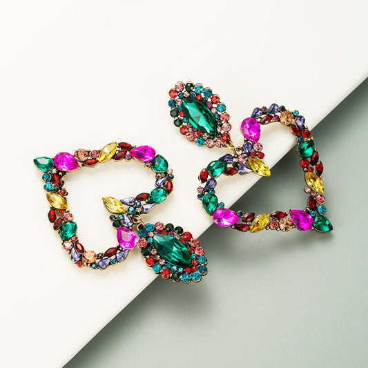 Alloy Color Full Diamond Female Fashion Earrings