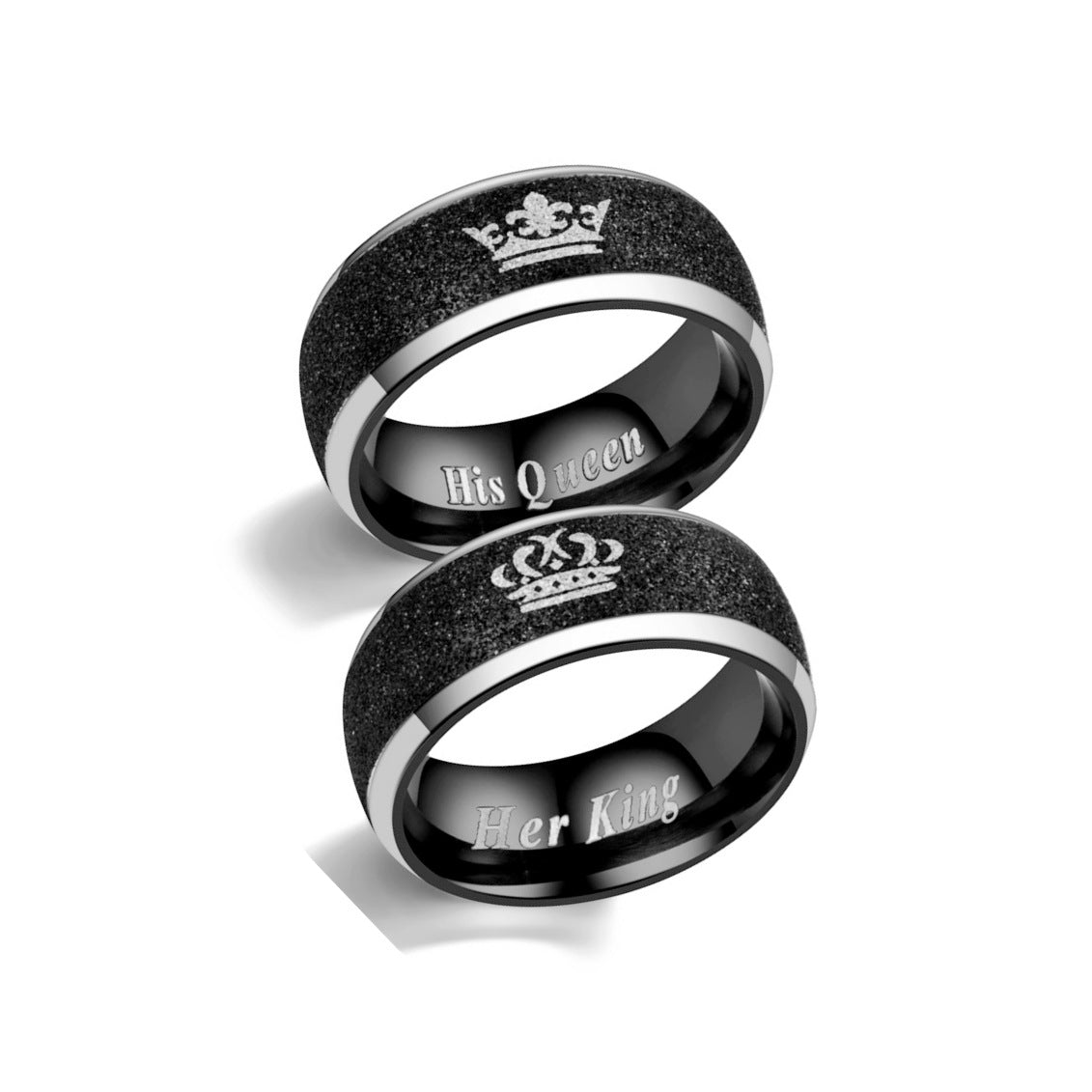 Casual Ornament Crown Couple Queen Lover Rings