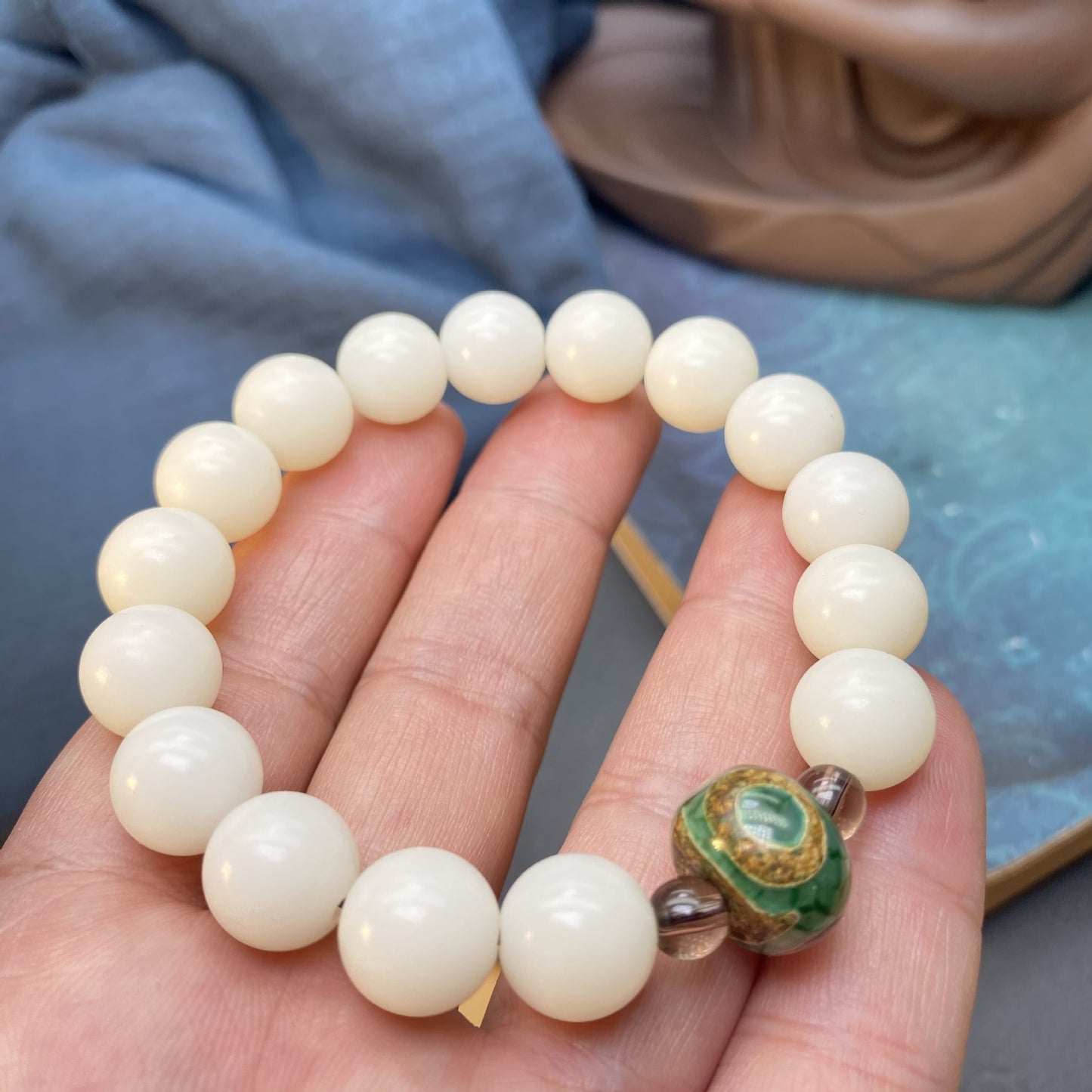 Women's & Men's & White Jade Bodhi Root Personalized Ethnic Bracelets