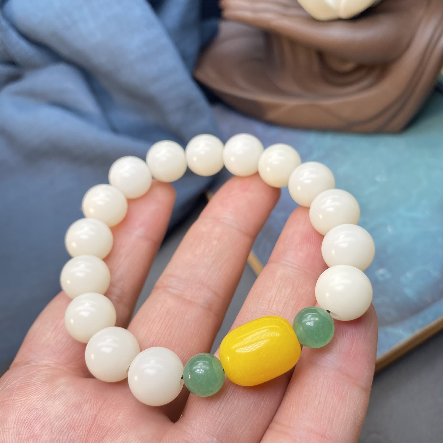 Bracelets ethniques personnalisés à base de racine de Bodhi en jade blanc pour femmes, hommes et femmes