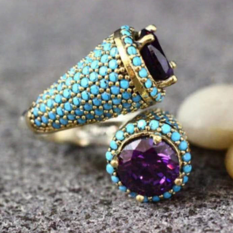 Ornament S-shaped Fashion Simple Inlaid Purple Rings