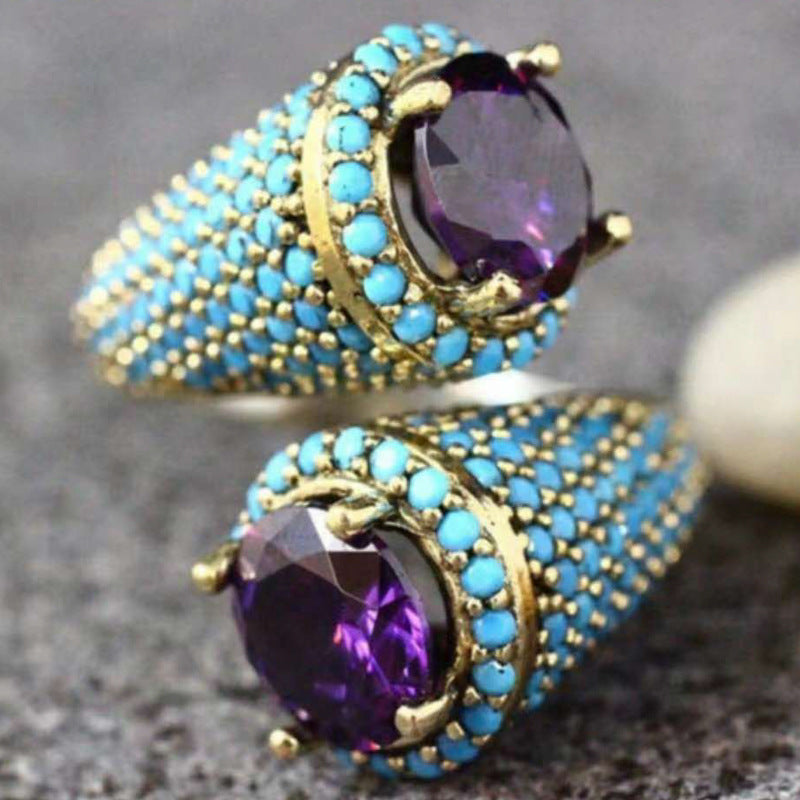 Ornament S-shaped Fashion Simple Inlaid Purple Rings