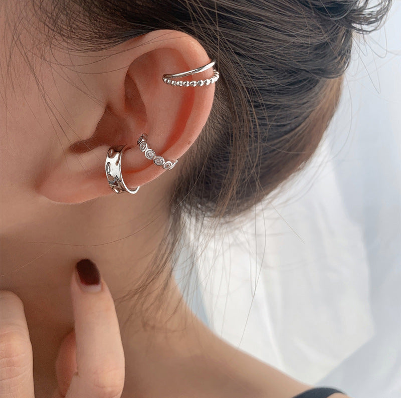 Women's Double Layer Neutral Interwoven Twist For Ear Clip