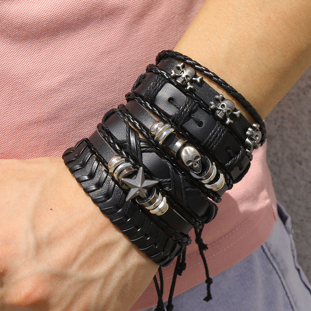 Korean Jewelry Woven Mixed Skull Head Bracelets