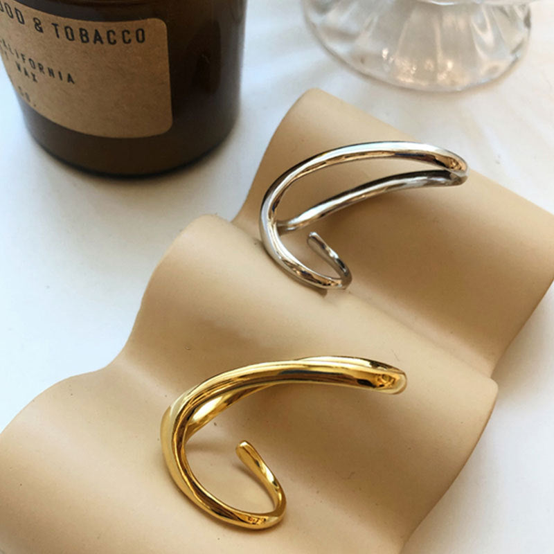 Women's Sier Exaggerated Personalized Trendy Irregular Curve Rings