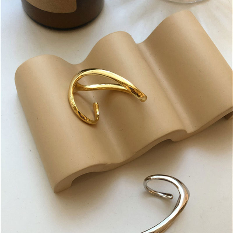 Women's Sier Exaggerated Personalized Trendy Irregular Curve Rings