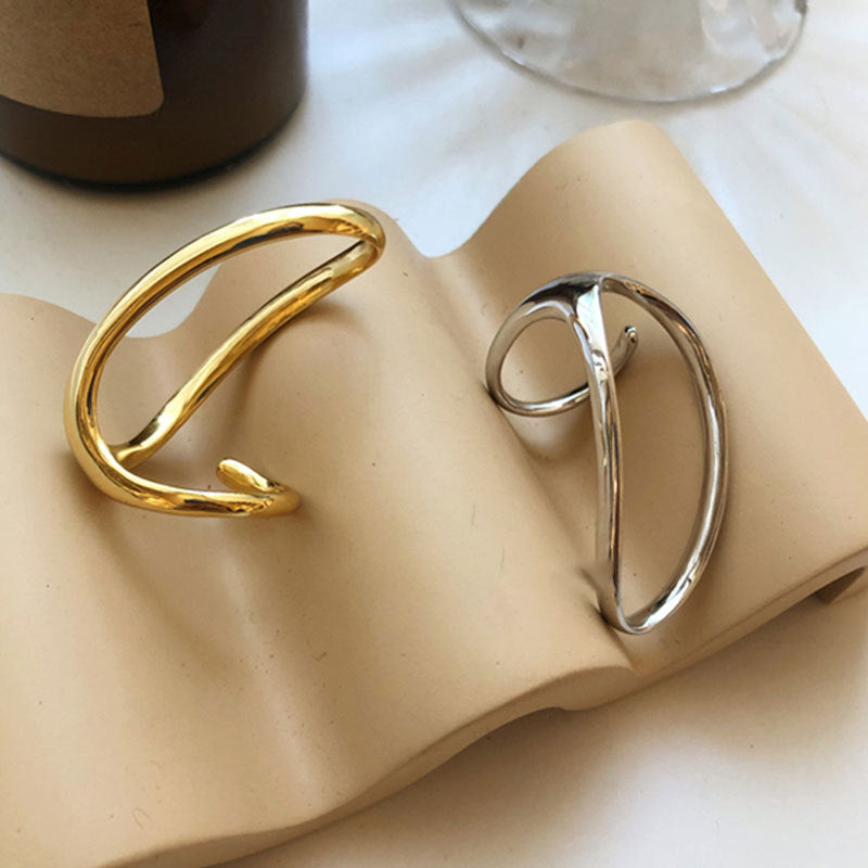 Women's Sier Exaggerated Personalized Trendy Irregular Curve Rings