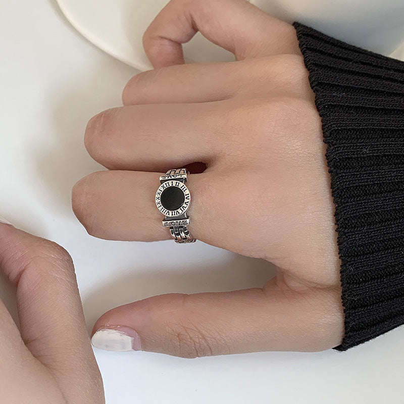 Hollow Index Finger Version Black Circle Rings