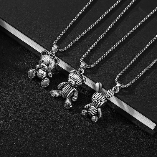 Women's Bear Titanium Steel Trendy Hip Hop Necklaces