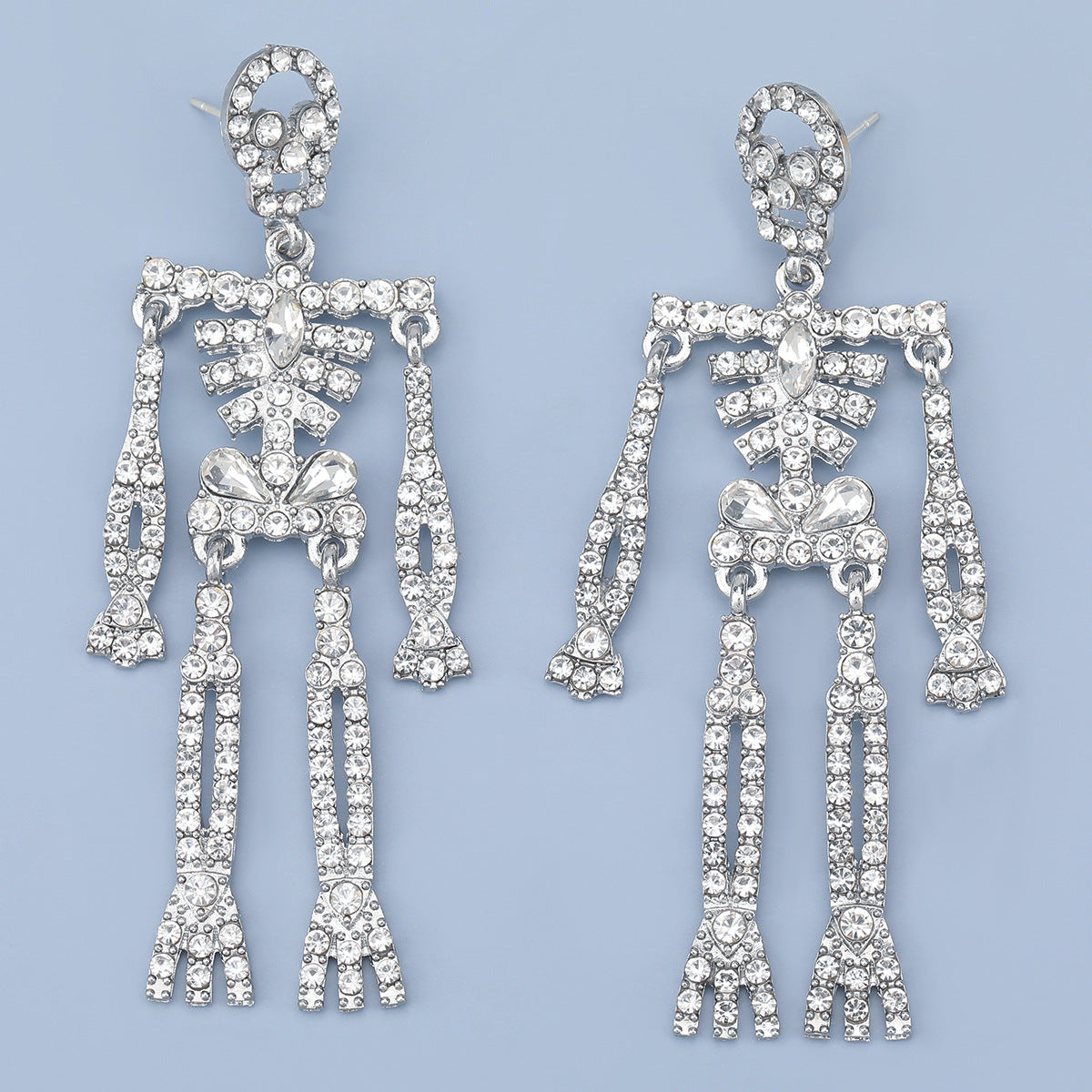 Skull Skeleton Alloy Diamond Rhinestone Female Earrings