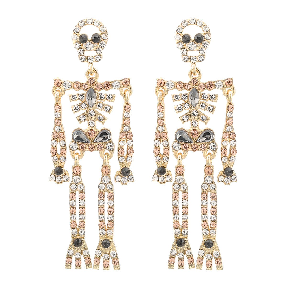 Skull Skeleton Alloy Diamond Rhinestone Female Earrings