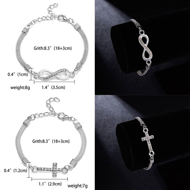 Bracelets simples en diamant créatif plaqué argent Word Infinity