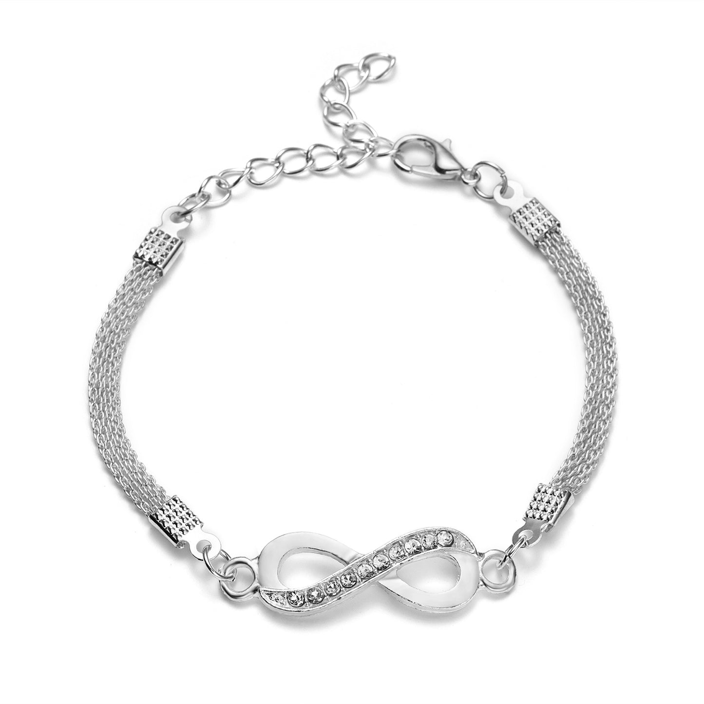 Bracelets simples en diamant créatif plaqué argent Word Infinity