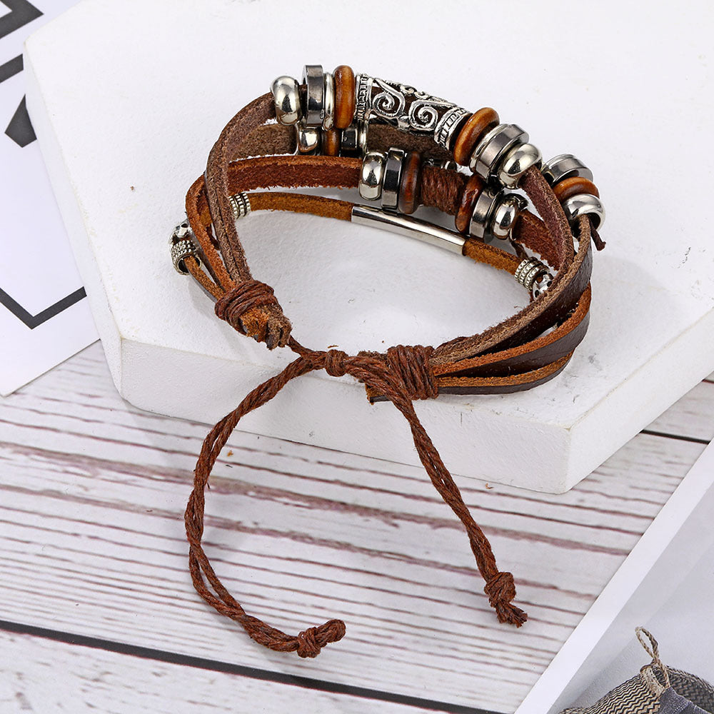 Men's Korean Jewelry Feather Hook Beaded Weave Bracelets