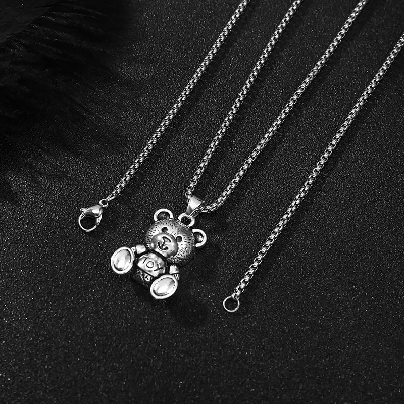 Women's Bear Titanium Steel Trendy Hip Hop Necklaces