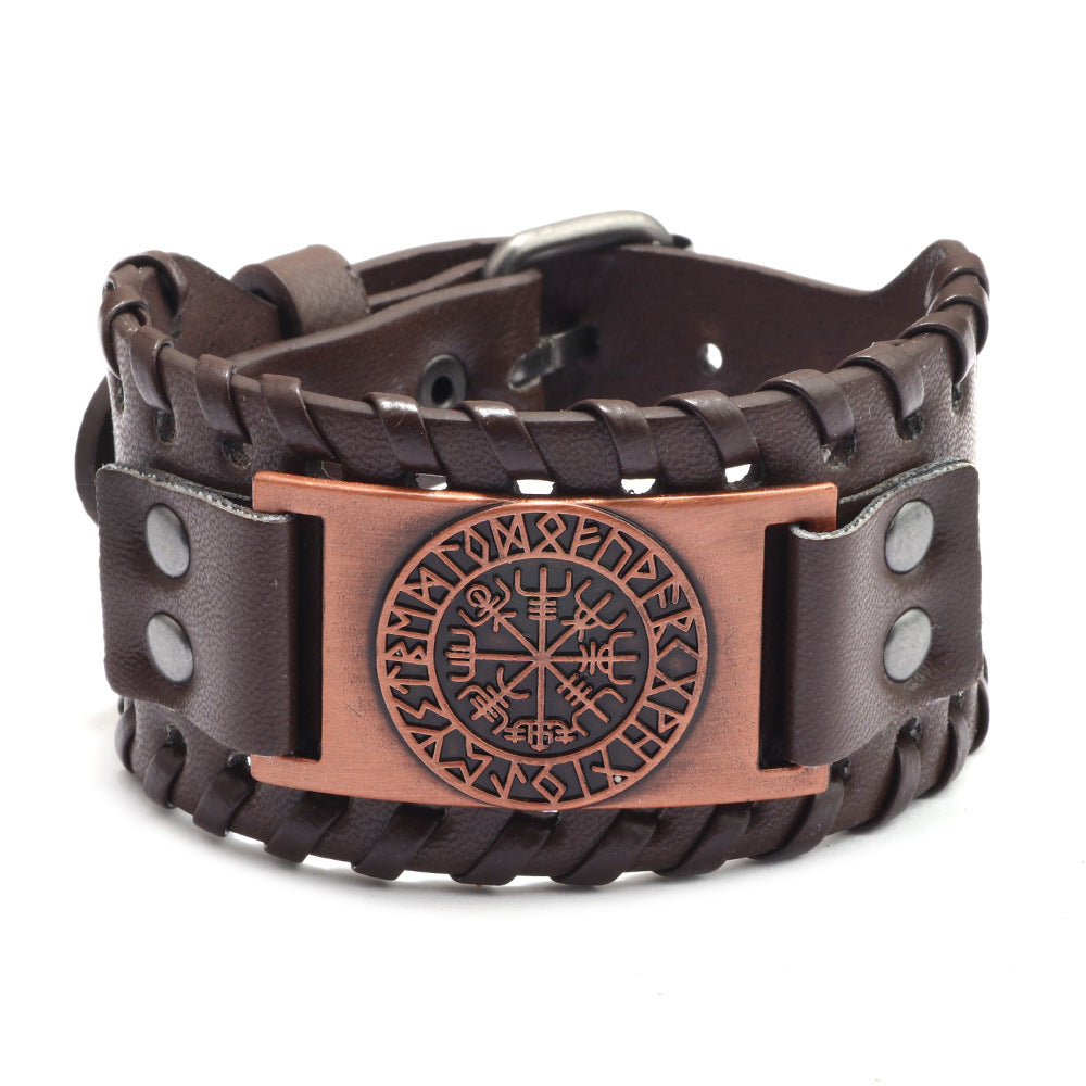 Accessoires tête de loup en alliage pour hommes, bracelets larges en cuir