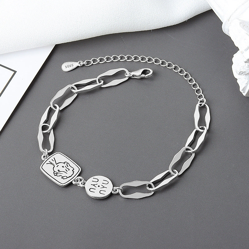 Wind Oval Chain Carved Cartoon Portrait Hip Bracelets